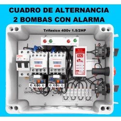 Cuadro de Alternancia para 2 bombas Trifasico 400V y 1.5-2 HP con Alarma