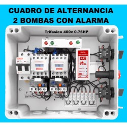 Cuadro de Alternancia para 2 bombas Trifasico 400V y 0.75 HP con Alarma