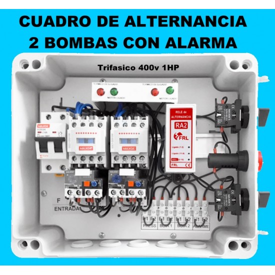 Cuadro de Alternancia para 2 bombas Trifasico 400V y 1 HP con Alarma