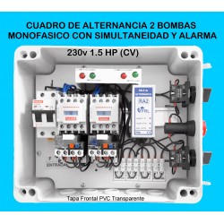 Cuadro de Alternancia para 2 bombas Monofasico 230V y 1.5 HP con Alarma