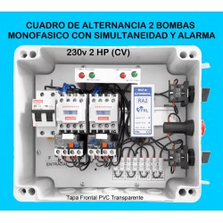 Cuadro de Alternancia para 2 bombas Monofasico 230V y 2 HP con Alarma