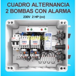 Cuadro de Alternancia para 2 bombas Monofasico 230V y 2 HP con Alarma