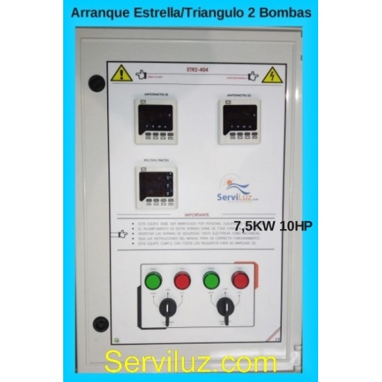 Cuadro Electrico 2 Bombas con Arranque Estrella Triangulo de 7.5 Kw 10 HP