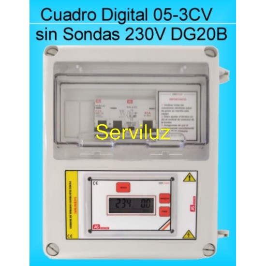 Cuadro Electrico Digital para Bombas Hasta 3CV-HP con Diferencial DG20B.