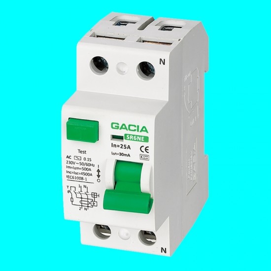 Interruptor Diferencial Automatico de 2P polos 25A 30mA