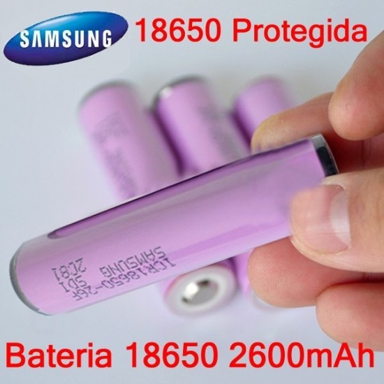 Bateria 18650 protegida SAMSUNG 2600mAh Recargable (Unidad)