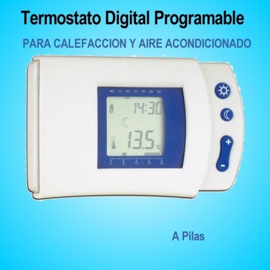 Termostato Digital Programable para Calefacción y Aire Acondicionado a pilas  selector calor/Frío