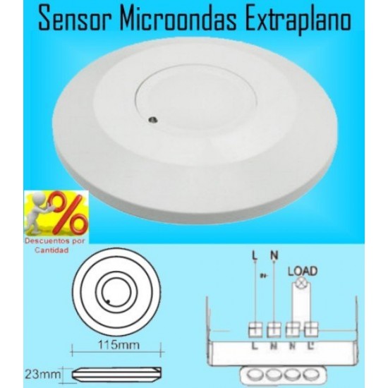 Detector de Movimiento y Presencia Sensor Microondas (Radar) Extraplano