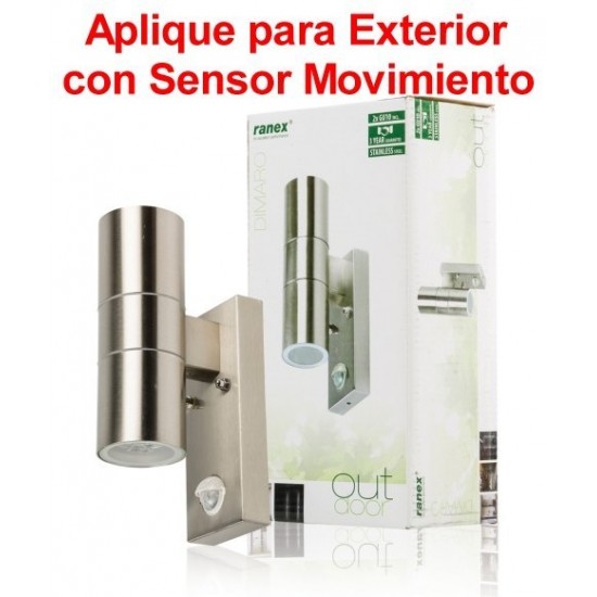 Aplique con Sensor de Movimiento (Luz 2x GU10) Pared Exterior Ranex