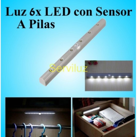 Luz 6x LED con Sensor de Movimiento a Pilas y Detector Infrarrojos