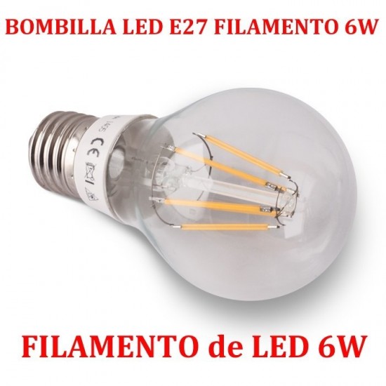 Bombilla LED E27 Luz Filamento LED COB E27 de 6W