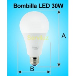 Bombilla LED 30W E27 6500K 2700 lm de Alta Potencia 21.6 cm