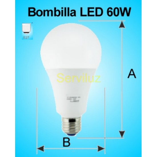 Bombilla LED 60W E27 6500K 4500 lm de Alta Potencia 28 cm