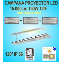 Campana LED Industrial Foco Proyector Lineal 150W 15000Lm IP66 120º