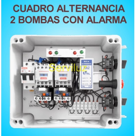 Cuadro de Alternancia para 2 bombas Trifasico 400V y 1 HP con Alarma Cuadro de Alternancia para 2 bombas Trifasico 400V y 1 HP con Alarma