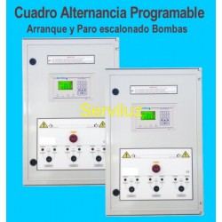 Cuadro de Alternancia Programable con arranque y paro escalonado de 3 Bombas