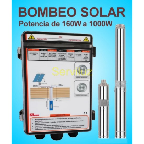 Bombeo Solar Directo Bomba Sumergible y Cuadro Electronico 110V- 1000W BS4100096