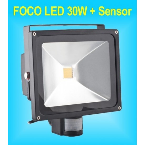 Foco LED Detector de Movimiento 30W y Sensor Presensia de 180