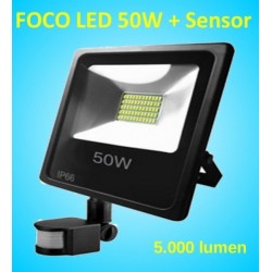 Foco Led con Sensor de Movimiento Proyector de 50w con Detector de Presencia