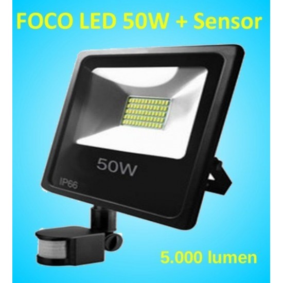 Foco Led con Sensor de Movimiento Proyector de 50w con Detector de Presencia