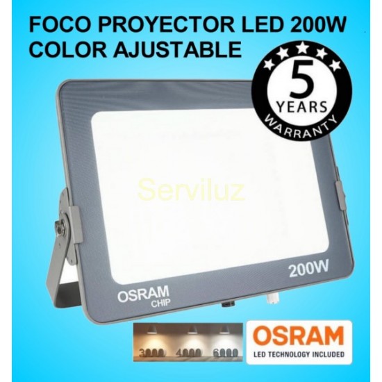 Foco Proyector LED 200W OSRAM IP65 Color Ajustable Exterior e Interior Foco Proyector LED 200W OSRAM IP65 Color Ajustable Exterior e Interior