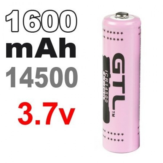 Pila Bateria 14500 3.7v Litio Ion de 1600mAh Recargable (Und.) Pila Bateria 14500 3.7v Litio Ion de 1600mAh Recargable (Und.)