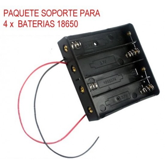 Portapilas para 4 baterías 18650 de litio, Porta baterias