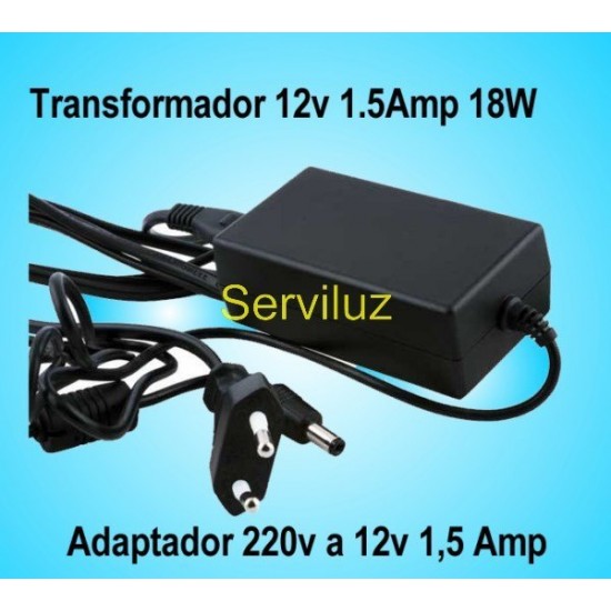 Transformador Adaptador de  220v a 12v 1.5Amp 18W