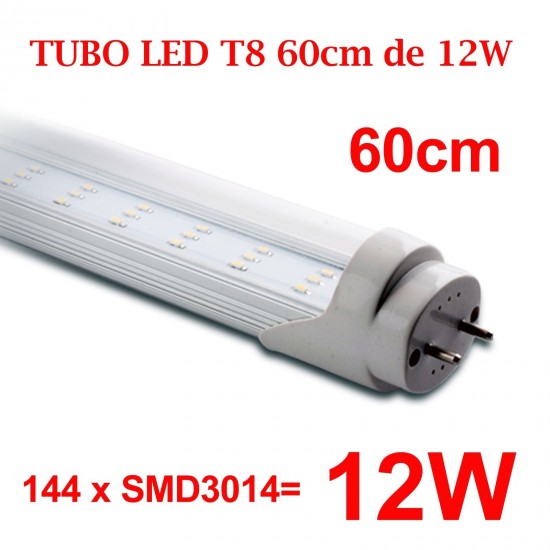 Tubo LED T8 60cm 12W 144 x LED SMD3014 Blanco neutro